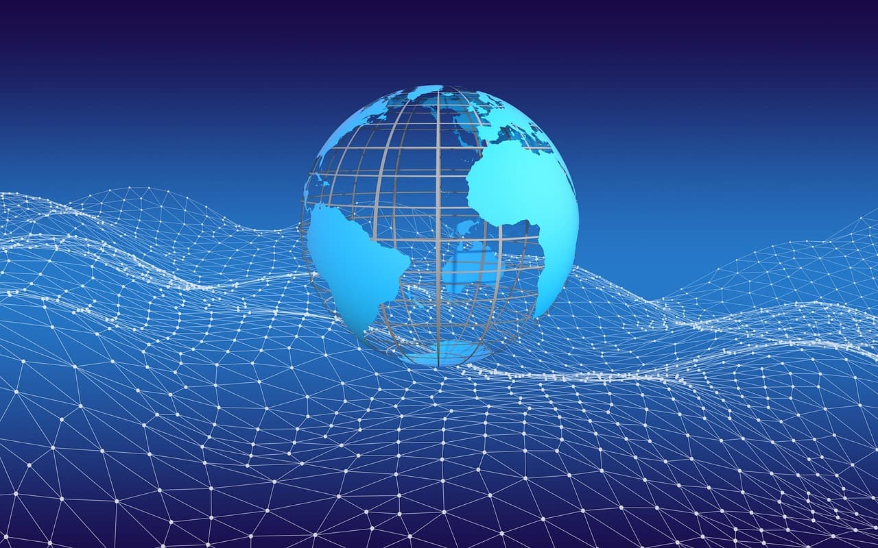 Digital globe with network lines representing IoT and global connectivity